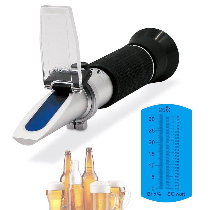 [Australia - AusPower] - Brix Refractometer with Dual Scale - Specific Gravity & Brix, High Precision Handheld Refractometer Hydrometer with ATC for Beer Brewing Wine Making, Home Brewing Kit 