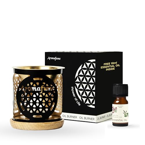 Flower of Life Essential Oil Burner with 10ml Oil & Candle, Aromafume