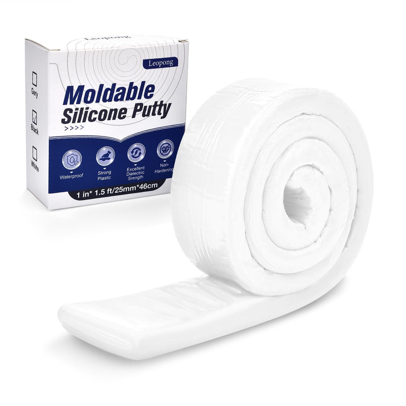 [Australia - AusPower] - Moldable Silicone Putty, Waterproof, Stay Pliable,Good Plasticity for Repair and Fill Various Gaps in Bathrooms, Fountains, Water Pipes, Walls (White) White 
