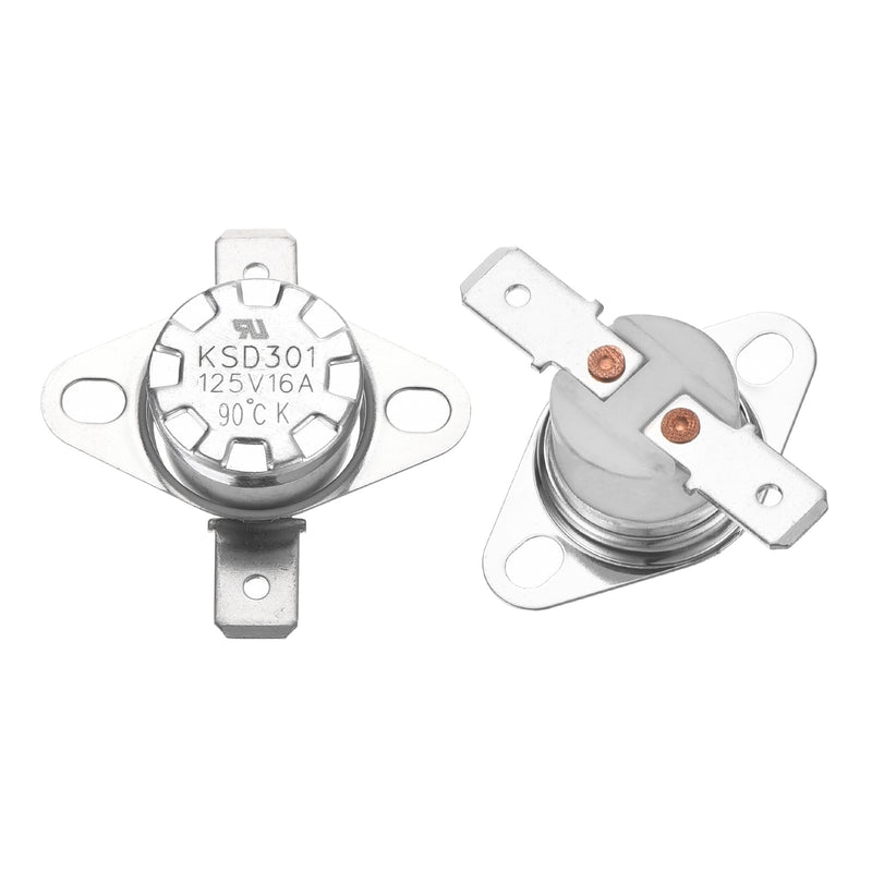 [Australia - AusPower] - uxcell 2pcs KSD301 Thermostat 90°C/194°F 16A Normally Open N.O Adjust Snap Disc Temperature Switch for Microwaves,Oven,Coffee Maker,Ceramic Material 
