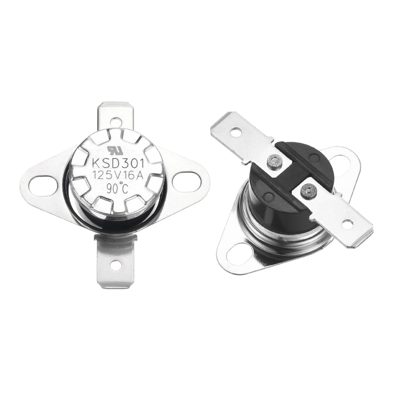 [Australia - AusPower] - uxcell 2pcs KSD301 Thermostat 90°C/194°F 16A Normally Closed N.C Adjust Snap Disc Temperature Switch for Microwaves,Oven,Coffee Maker,Bakelite Material 4.0 