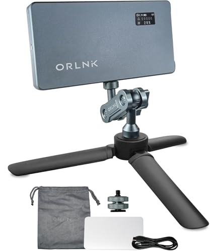 ORLN'K Portable RGB Video Light 10W 4000mAh, LED Video Light Panel with Soft Diffuser for Photographer, Content Creator Fits iPhone, for Sony Canon Nikon Fuji Panasonic Cameras (Tripod Combo) 7in1 TripodCombo