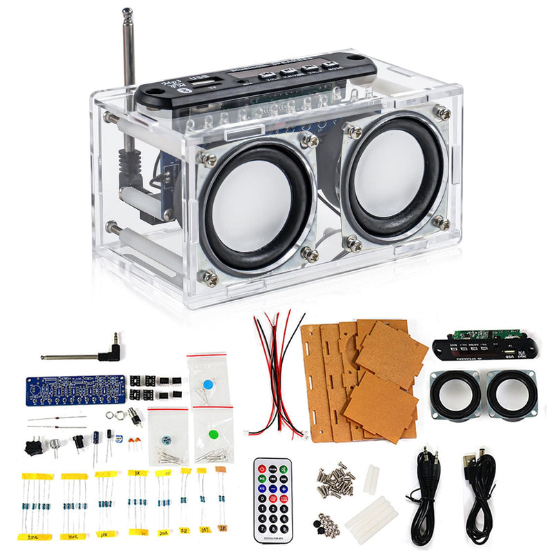 Heemol DIY Speaker Kit, Bluetooth Amplifier & Soldering Kit for Radio 87.5-108 MHz with LCD Display, Spectrum Display and Remote Control Soldering Exercise for Electronics