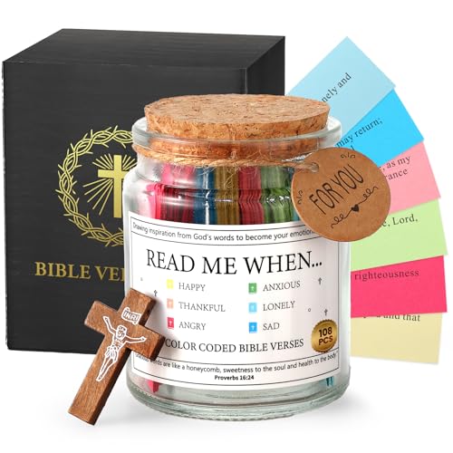 108 Pcs Read This When Bible Verses Jar for Christian, Birthday, Christmas Gifts for Women- Meaningful Gift for Mom, White Elephant Gift, Stocking Stuffer for Kids