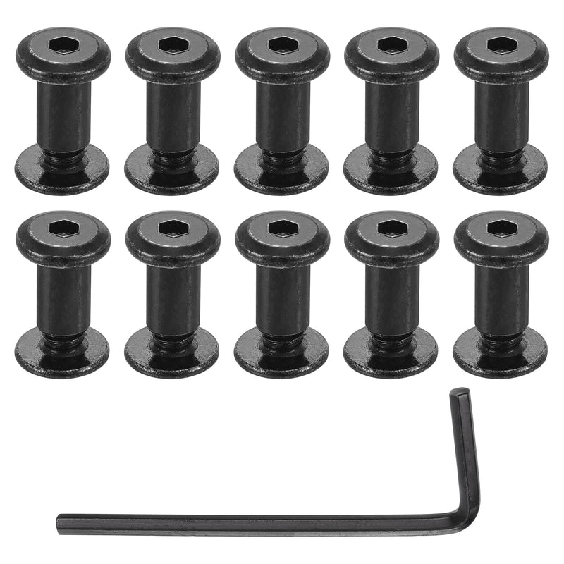 [Australia - AusPower] - uxcell 20 Sets Screw Post, Male M4x4mm Stainless Steel Screw Rivets, Female 5x8 Hex Drive Binding Screws Belt Buckle Binding Bolts Leather Fastener with 1Pcs Wrench, Black Φ5x8mm 