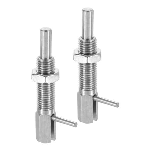 uxcell M16 stainless steel retractable indexing plunger pin with nut, spring-loaded telescopic locking latch for machinery