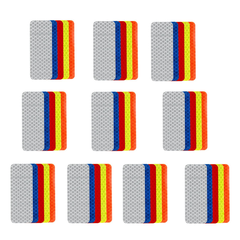 50 Pcs Reflective Stickers, Waterproof Reflective Warning Tape, Night Safety Reflective Stickers for Trailers Bikes Clothing(1.2×3.2 Inch) mix5