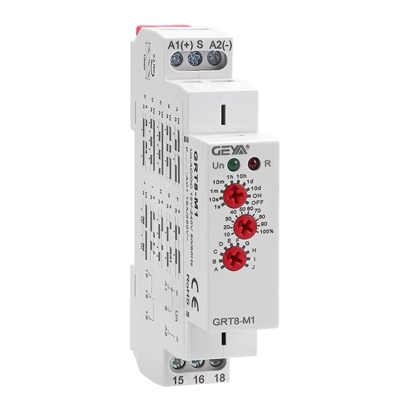 [Australia - AusPower] - Multifunction Time Relay, IGEYAPA 16A Delay ON Off GRT8 M1 AC DC 12-240V with 10 Relay Timer Control Delay Function Mode DIN Rail Electronic Relays of Wide Time Delay Range for 0.1 Seconds to 10 Days GRT8-M1 AC/DC 12V-240V 