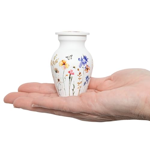 Cremation Urns for Human Ashes Adult Female | Human Urn for Ashes for Women | Decorative for Cremation, Funeral, Burial, Home | Handcrafted Keepsake - Wildflower White Wildflower Breeze Small
