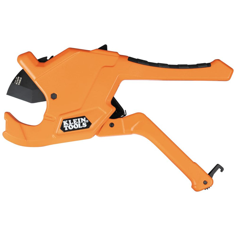 [Australia - AusPower] - Klein Tools 50044 Ratcheting PVC Pipe Cutter Tool, 1-1/4 Inch I.D. Cutting Capacity for PVC, CPVC, and PEX Pipes, One-Handed Blade Retraction 