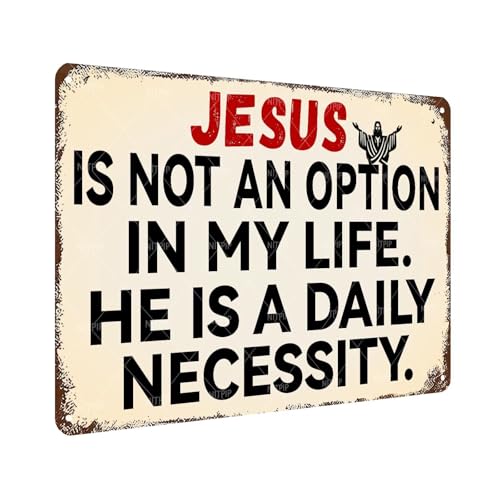Bible Wall Sign Jesus Is Not An Option Metal Signs Jesus Quotes Sign Religious Prayer Metal Signs Bible Verse Positive Quotes Gifts Home Bedroom Office 12x16 Inch