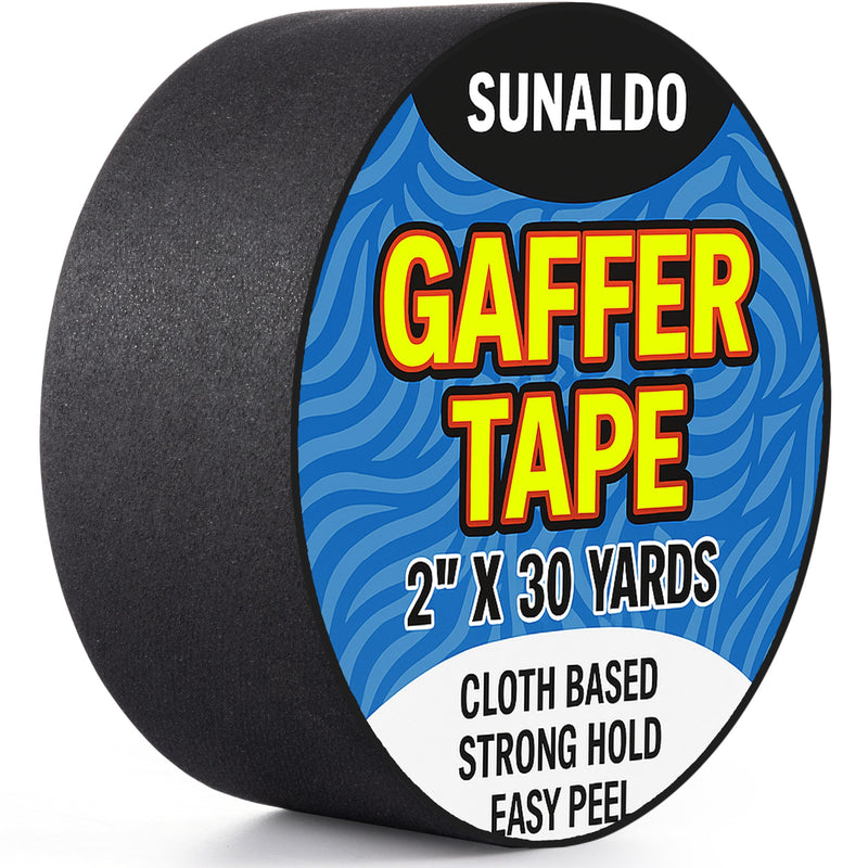 [Australia - AusPower] - Gaffers Tape Heavy Duty, Easy to Rip, Residue-Free Professional Grade Floor Tape for Electrical Cords, Matte Finish Non Reflective, Weather Resistant (1, Black, 2" x 30 Yards) 1 