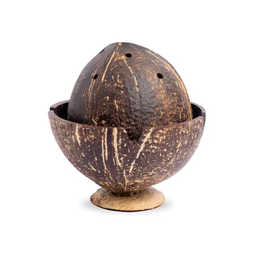 Handmade Coconut Shell DHOOP Stand – Eco-Friendly Natural Incense Holder Charcoal/Cone Burner, Sage Stand, Palo Santo Holder, Ash Catcher for Aromatherapy, Meditation, Yoga, Spiritual