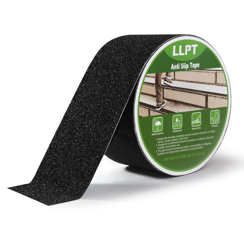 LLPT Grip Tape 3" x 16.5 Ft Black Heavy Duty Anti Slip Tape for Stairs Waterproof Outdoor Indoor Non Slip Traction Strips for Stair Steps Boats Ramp Staircase Tread (ASB350)
