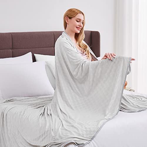 Topcee Cooling Blanket, Summer Cooling Blankets for Hot Sleepers, Arc-Chill Q-Max>0.5 Cool Fiber, Oeko-TEX 100% Certified, Soft, Breathable, Double-Side Bed Throw,Keep Cool for Adults Kids 90"x90" Grey-new 90"x90"