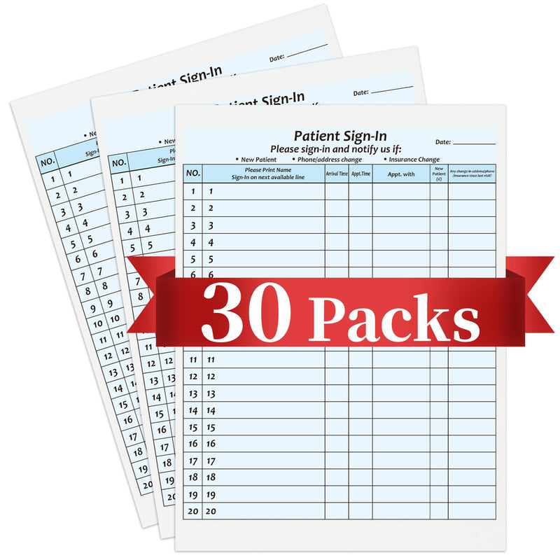 [Australia - AusPower] - 30Packs,Patient Sign in Sheets,HIPAA Compliant,Adhesive Peel-Off Patient Forms,NCR Carbonless 3 Part Forms,for Clinics,Medical Office and Healthcare Facilities (30) 30 