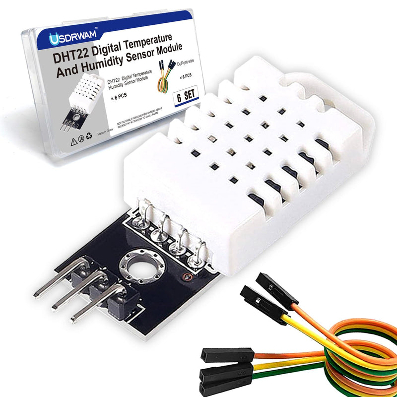 [Australia - AusPower] - 6 Set Digital Temperature and Humidity Sensor Module Compatible with DHT22/AM2302, 3.3V-5V with Dupont Wires Humidity Measure Range 0%-100% (±2%) Temperature Measure Range -40-80℃ (±0.5℃) Celsius 6PCS-with DHT22 