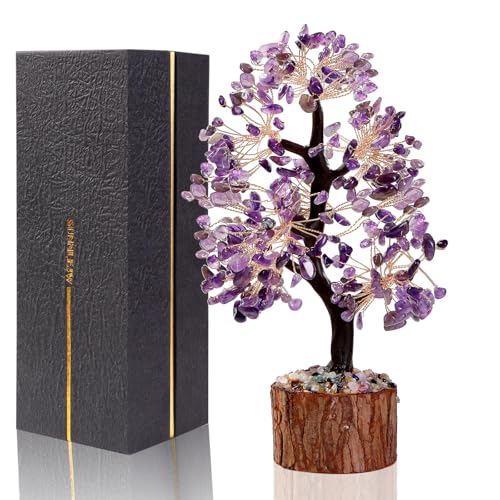 Amethyst Chakra Crystal Tree of Life,Crystals and Healing Stones,Birthday Gifts for Women,Spiritual Meditation Gifts for Positive Energy,Crystal Decor Purple