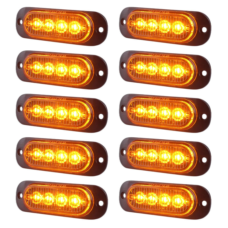 3.4 Inch Trailer Marker Lights Amber LED Clearance Side Marker with Durable Aluminum Housing Surface Mount Design IP67 Waterproof for Pickup Truck Tractor Van RV Camper Motorhome 10Pcs