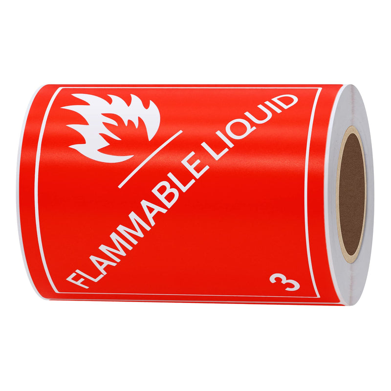 [Australia - AusPower] - Hybsk 100pcs Flammable Liquid Warning Labels Class 3 Hazard Self Adhesive Stickers 4 x 4 Inch Warning Glossy Paper Labels (Class 3) 