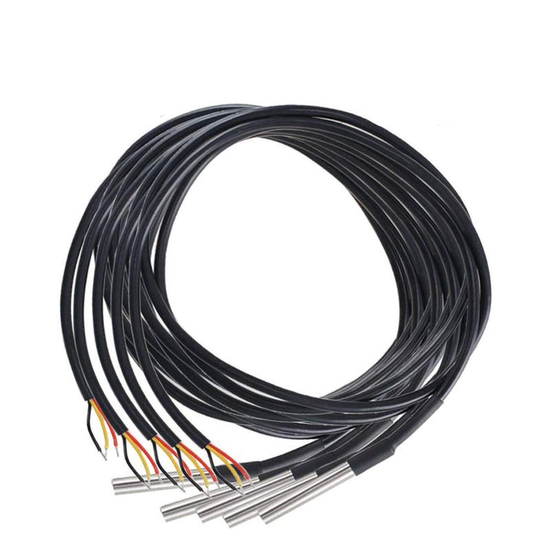 [Australia - AusPower] - 5 Pieces of DS18B20 Temperature Sensor Temperature Probes in Stainless Steel Packaging, Waterproof, 1M. 