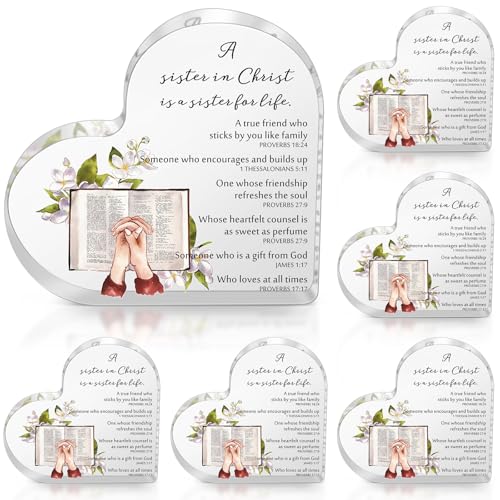 Barydat 5 Pcs Sister in Christ Gifts for Women Christian Acrylic Desk Decor