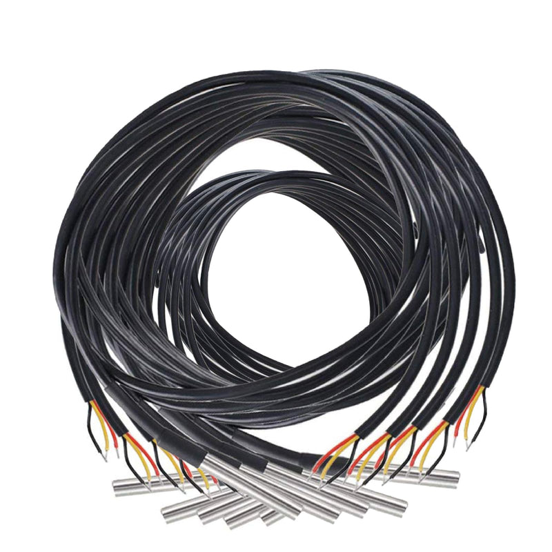 [Australia - AusPower] - 10 Pieces of DS18B20 Temperature Sensor Temperature Probes in Stainless Steel Packaging, Waterproof, 1M. 