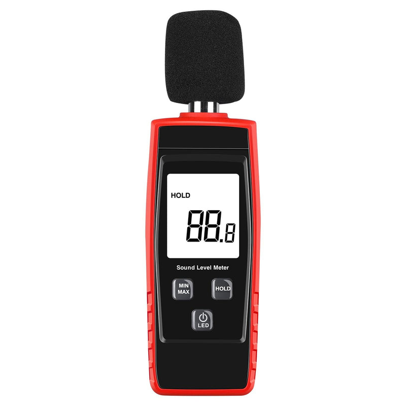 [Australia - AusPower] - Decibel Meter Digital Noise Meter Portable SPL Meter Range 30-130dB(A) db Meter Noise Volume Measuring Instrument Sound Monitoring Tester MAX/MIN, Data Hold Use for Home, Noisy Neighbor Factory 