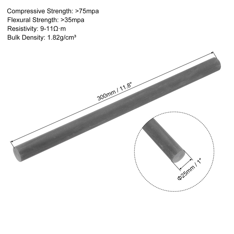 [Australia - AusPower] - PATIKIL Graphite Rod Graphite Stirring Rod Cylinder Stick Carbon Rod 300x25mm Black for Electrode, Melting Casting, Crucibles 