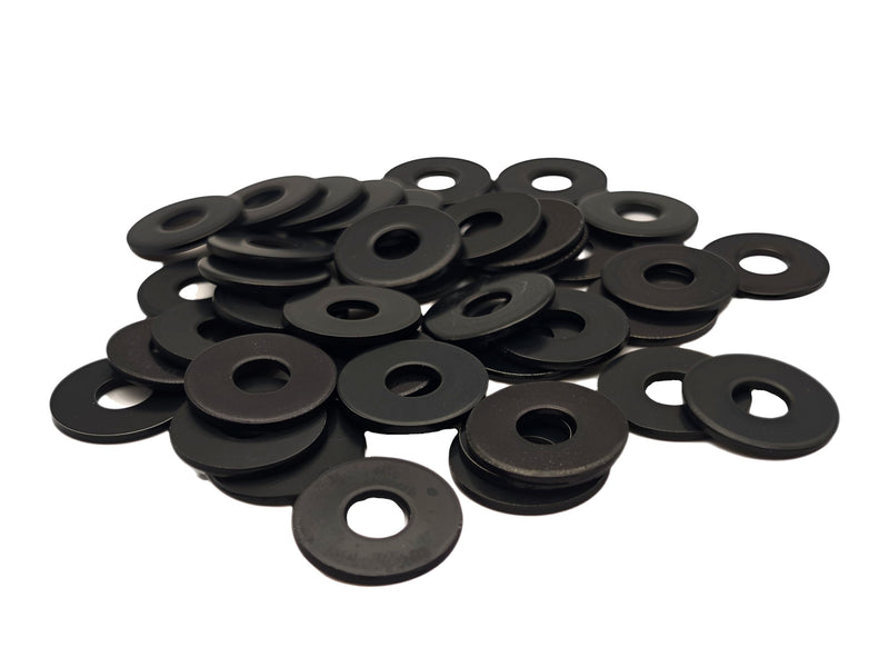[Australia - AusPower] - 50 PCS 1/4" Washers Flat, 7/10" OD, Black Electroplated Flat Washers Made of Stainless Steel（304）, Flat Washer for Decorating Parts 