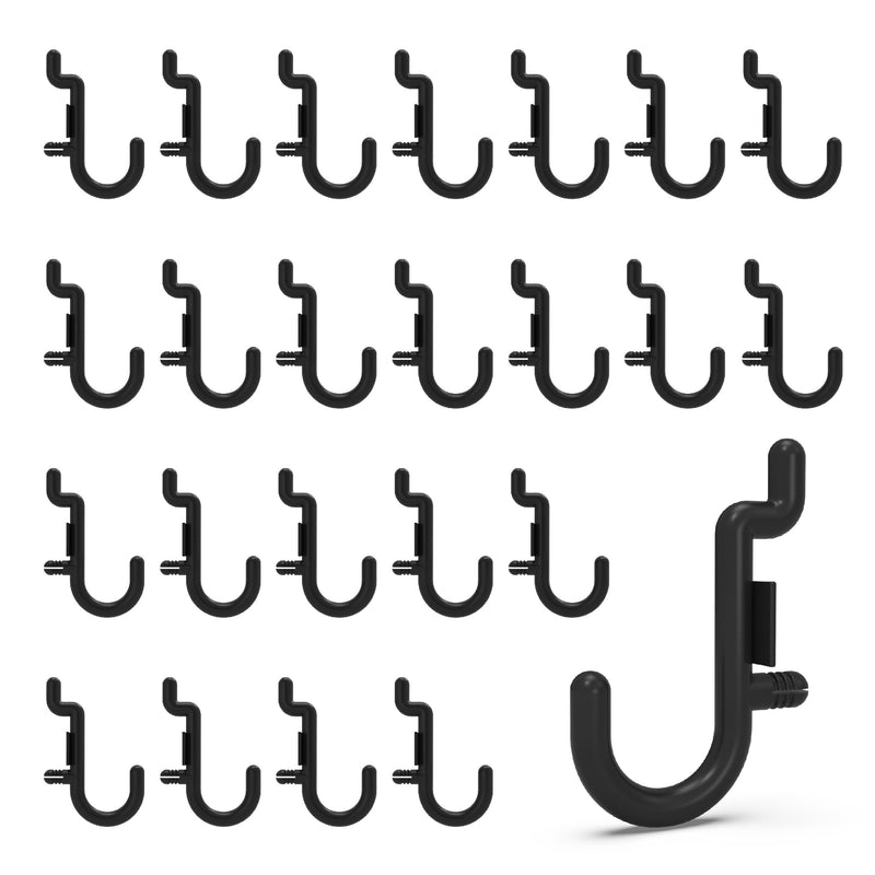 [Australia - AusPower] - HUHOLE Pegboard Plastic Hooks 100pc - Black Peg Board Hooks for Hanging Jewelry, Tools, Hardware, Peg J Hook Only Fits 1/4" Pegboard - Durable Pegboard Hooks for Organized Display Black 100PC 