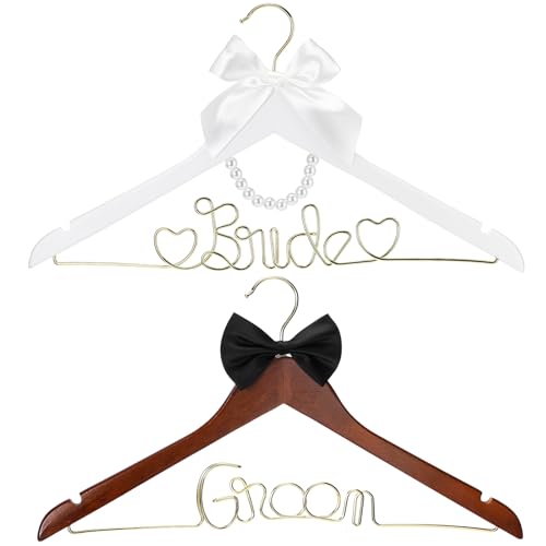 Beeveer Bride Hanger for Wedding Dress Bride and Groom Wooden Fresh