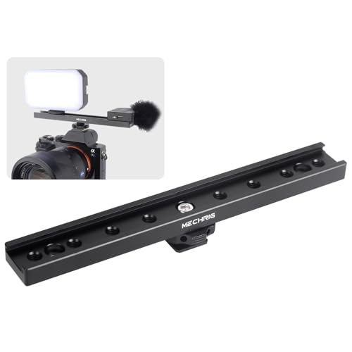 7 Inch Cold Shoe Mount Bracket Cold Shoe Extension Bar, Aluminum Sliding Rail Hot Shoe Mount Bracket with 1/4" & 3/8" Thread for DSLR Camera LED Video Light Microphone Monitor (62033)