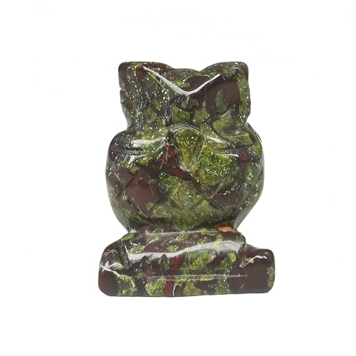 Natural Dragon Blood Jasper Gemstone Owl Crystals and Healing Stones Figurines,1.5 Inches Room Decor Collectibles
