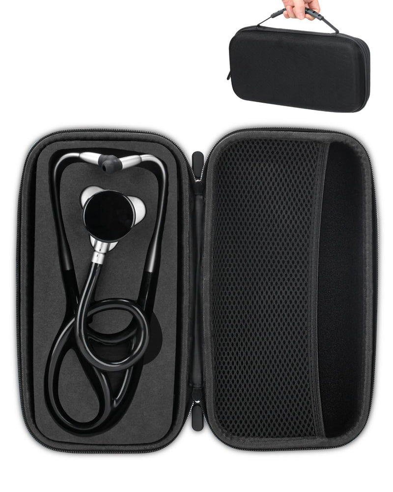 [Australia - AusPower] - Hard Stethoscope Case for Eko CORE 500™ Digital Stethoscope, Lightweight & Portable Protective Case, Extra Pocket for Doctor & Nurse Accessories (Black) 