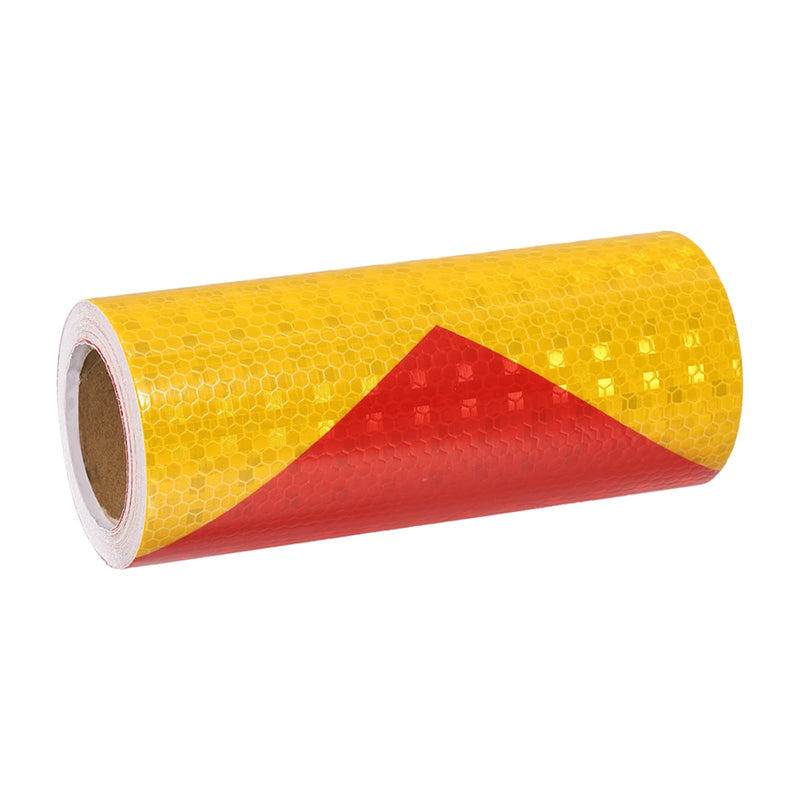 MECCANIXITY Reflective Tape, 6 Inch x 16 ft Trailer Reflector Tape Waterproof Warning Safety Sticker Night Reflector Arrow Tape for Bikes Cars Trucks, Yellow-red 6 Inch x 16 Feet