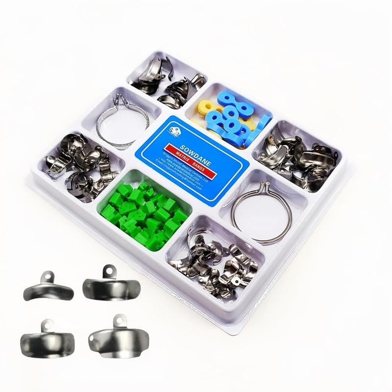 [Australia - AusPower] - 80pcs New Dental Sectional Contoured Metal Matrices Matrix Wedges Set with add-on Wedges Rubber Wedges,Matrix Clips 