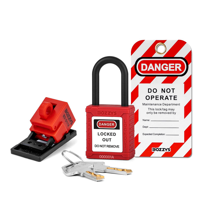 [Australia - AusPower] - Electrical Circuit Breaker Lockout Device with Insulated Loto pad Locks(Nylon Shackle) for 120/277 Volt Single Pole Clamp-on Breaker Lock Out Tag Out,OSHA Compliant BD-D11X-KIT with locks 