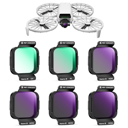K&F Concept ND PL UV Filter Set Compatible with DJI Flip, 6 Pack UV PL ND8 ND16 ND32 ND64 Neutral Density & Polarizing & UV Protective Filters, HD Optical Glass Multi-Coated Filter UV+CPL+ND8+ND16+ND32+ND64
