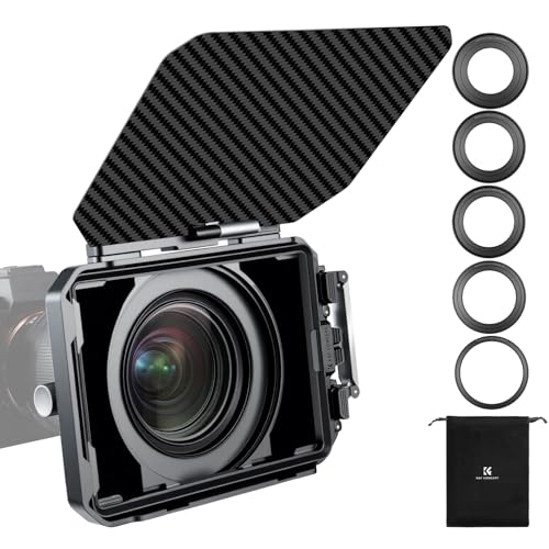 K&F CONCEPT Matte Box with Carbon Fiber Top Flag, with 5pcs Adapter Rings
