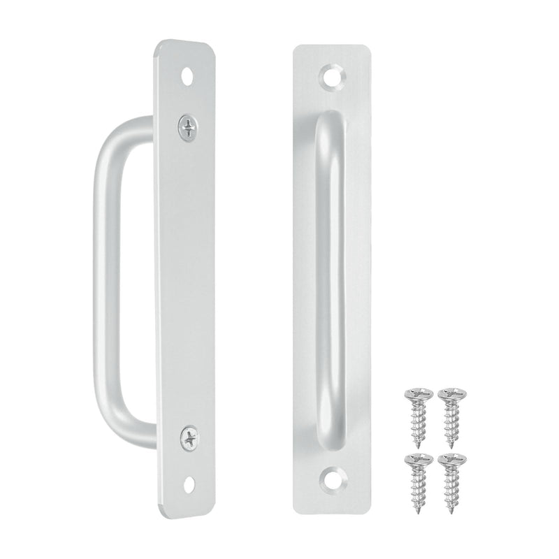 [Australia - AusPower] - 2-Pack Barn Door Handles, 5Inch/128mm Hole Center Aluminium Alloy Gate Handle with Mounting Screws for Bathroom/Wardrobe/Closet/Kitchen, Sliding Door Handle with Plate [Silver] 5 Inch Silver 