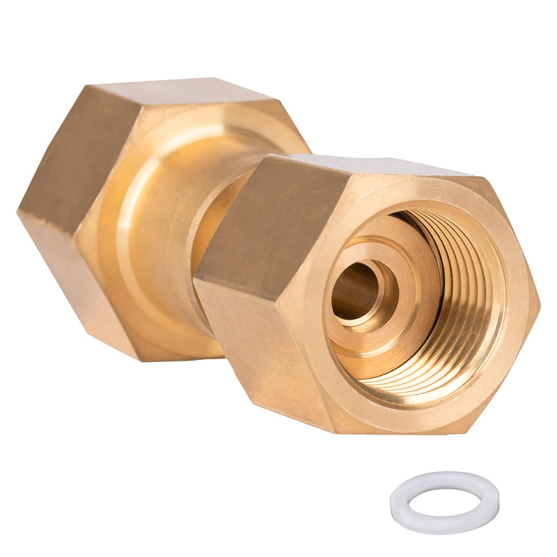CGA-320 to CGA-580 Adapter, Carbon Dioxide Bottom to Argon Nitrogen Regulator Flowmeter Thread Converter, CO2 to Argon Tank Adaptor Connect Fittings for Welding Gas Regulator Flow Meter Brass