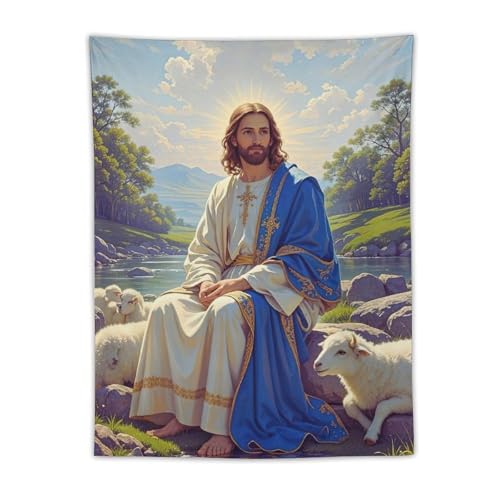 DEHYTO Jesus Christ Tapestry God of Jesucristo Wall Hanging Art Decoration for Church Bedroom Living Room Dorm Home Easter Decor 30"x40" JESUS-1 40"L x 30"W