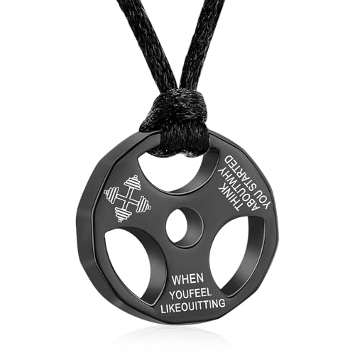 XSMZB Fitness Dumbbell Cremation Jewelry for Human Pet Stainless Steel Weight Plate Urn Necklace for Ashes Keepsake Pendant Urn Jewelry Black