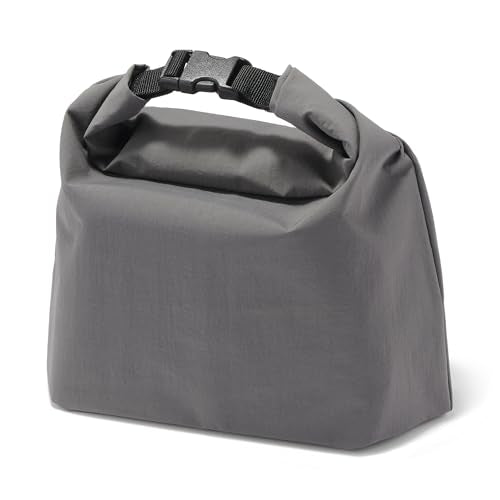 無印良品 MUJI 84843099 Adjustable Height Lunch Bag, Roll Top Type, Large, Gray