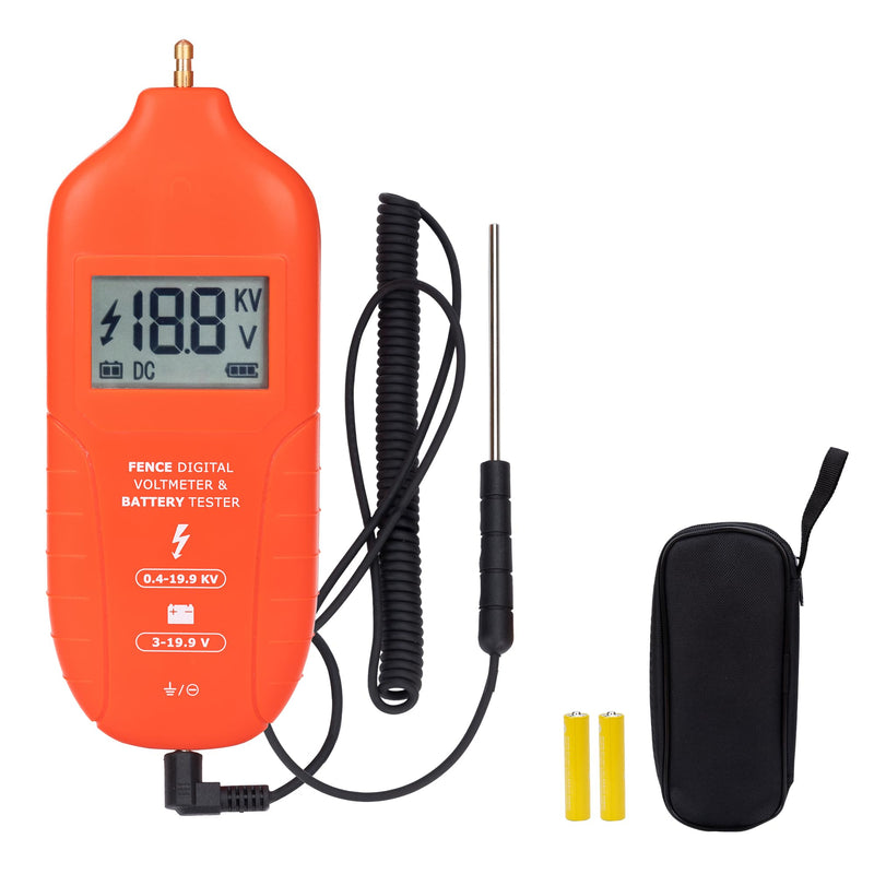 [Australia - AusPower] - Electric Fence Tester Fault Finder Digital Electric Fence Voltage Tester Max 19.9kv, Fence Voltage Tester with Large LCD Display, Grounding & 1.5V Battery Included 