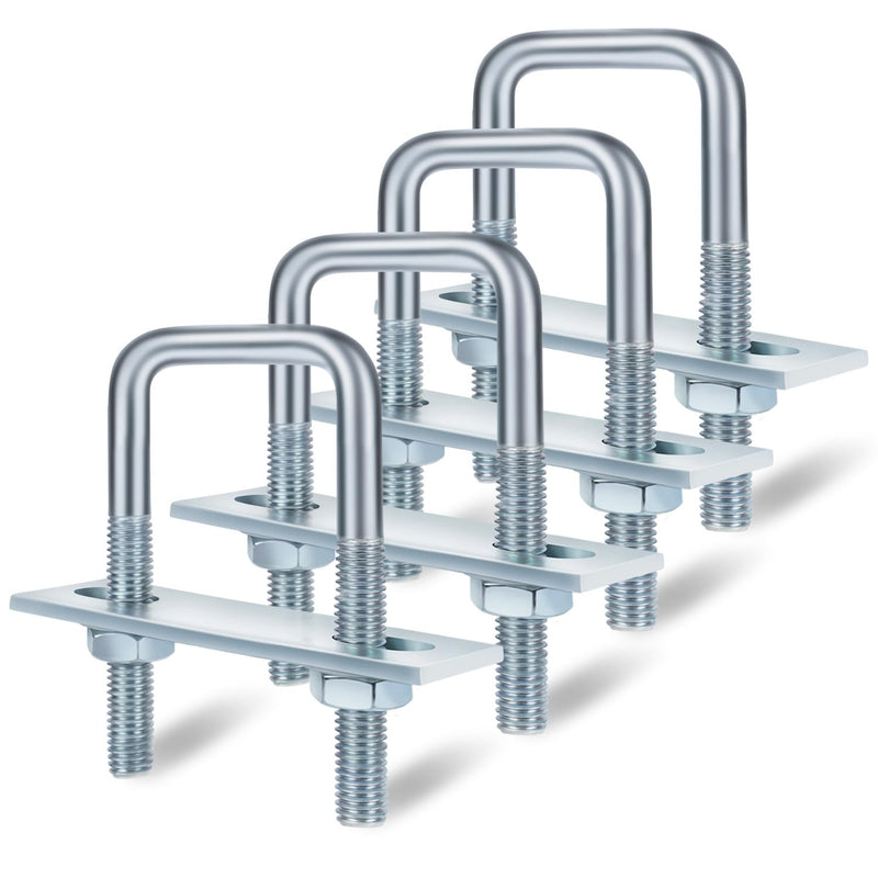 [Australia - AusPower] - 4 Sets M8 Square U Bolts, U Bolts 25mm (1") Width 90mm (3.54") Length, Zinc Plated Carbon Steel U Bolt with Nuts, Plate and Washers (25 x 90mm) M8 x 25 x 90mm 