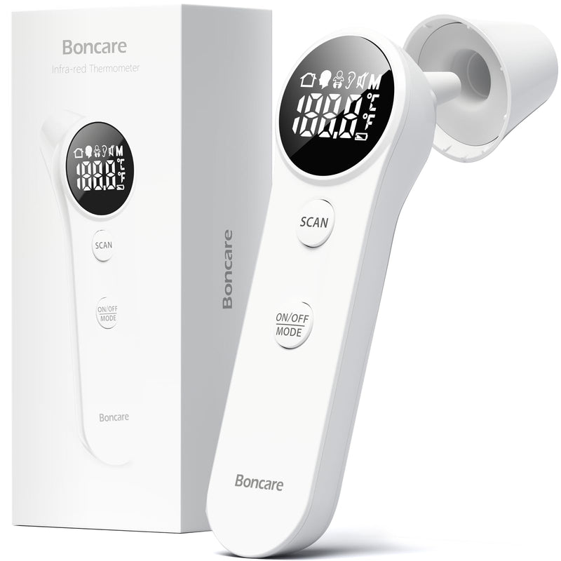 [Australia - AusPower] - Boncare Ear and Forehead Thermometer, 2X Accuracy Infrared Digital Thermometer for Adults and Kids, 1 Second Reading, No Touch Baby with Fever Alarm 