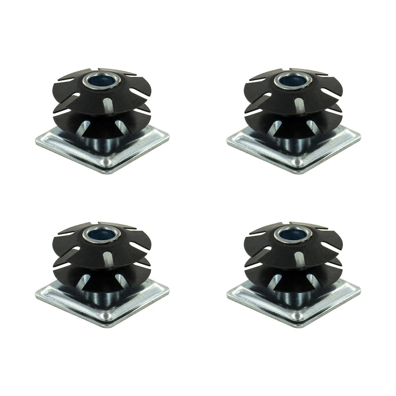 [Australia - AusPower] - Outwater Industries Double Star Threaded Caster Insert | Heat Treated Steel | Fits 1-1/2 Inch Square 16-18 Gauge Tube | Thread: 3/8-16 | 4 Pack 