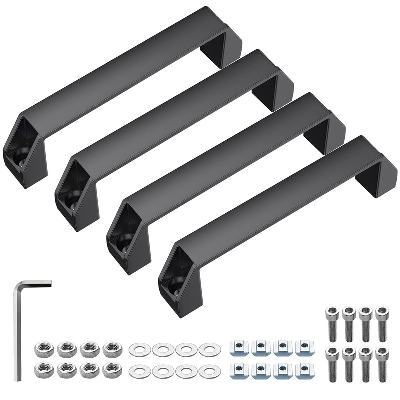 JiGiU 4-Pack 4040 Aluminum Handle Aluminium Alloy Rectangular Industrial Pull Handle 180mm Hole Distance for 40 Series European Standard Aluminum Extrusion Profile -Black 4040 Series